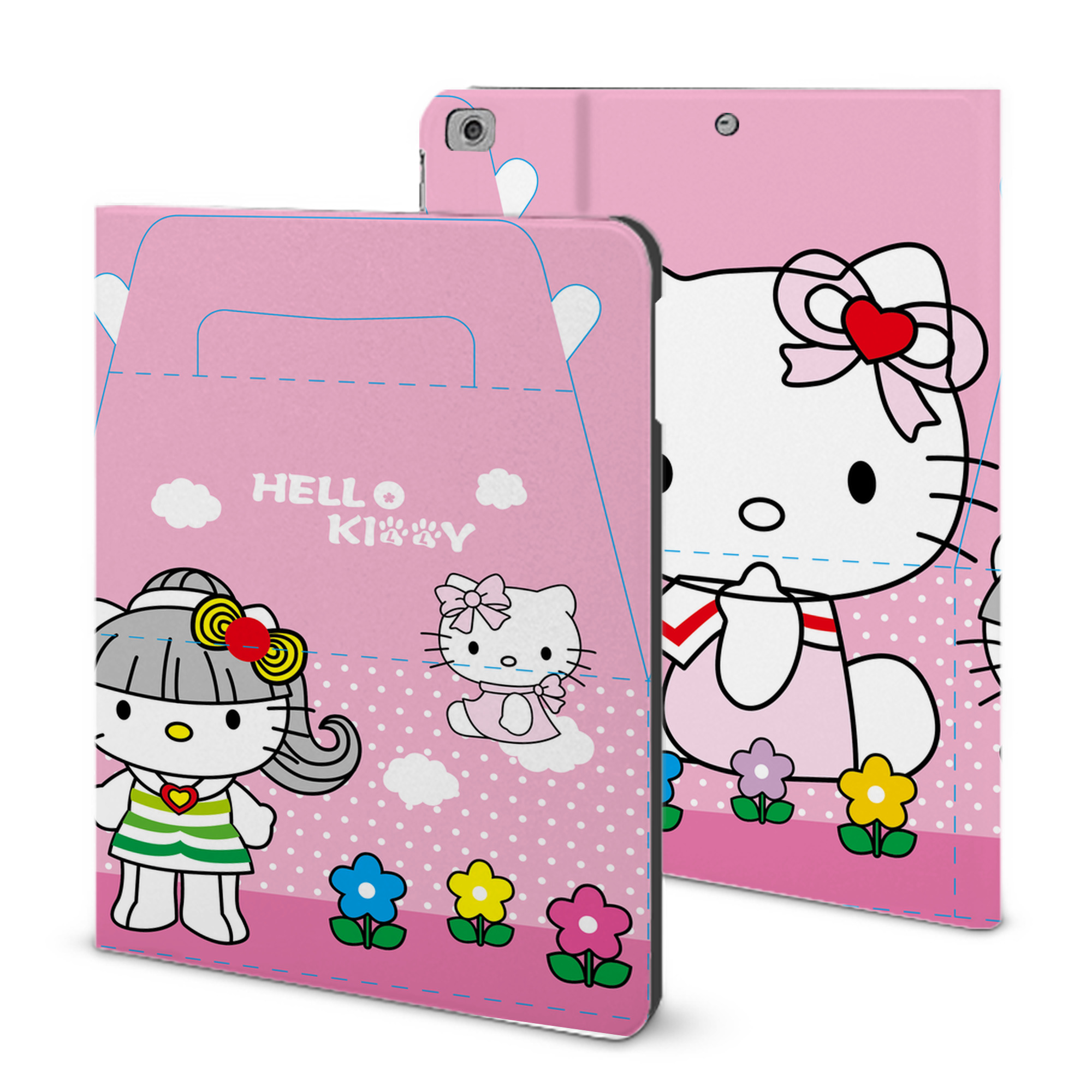 （画像用） Hello Kitty ハローキティ IPad ケース ブック型 PUレザー TPU 耐衝撃 軽量 薄型 ペン収納なし 全面保護 IPad 各モデル対応